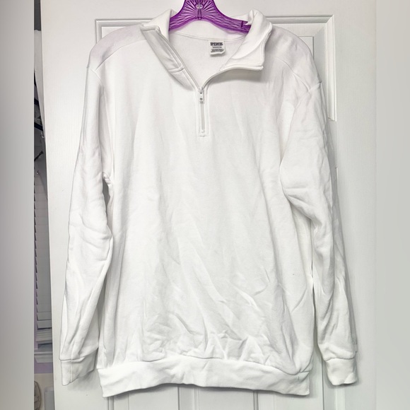 PINK Victoria's Secret Tops - PINK Victoria's Secret White half Zip Sweater